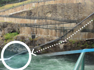 리버밀(River Mill Dam)댐의 어도와 치어방류 파이프